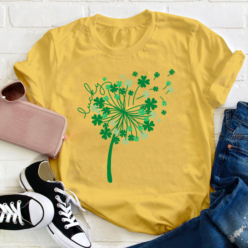 St Patricks Day Dandelion Teacher T-Shirt Sale-Teachersgram