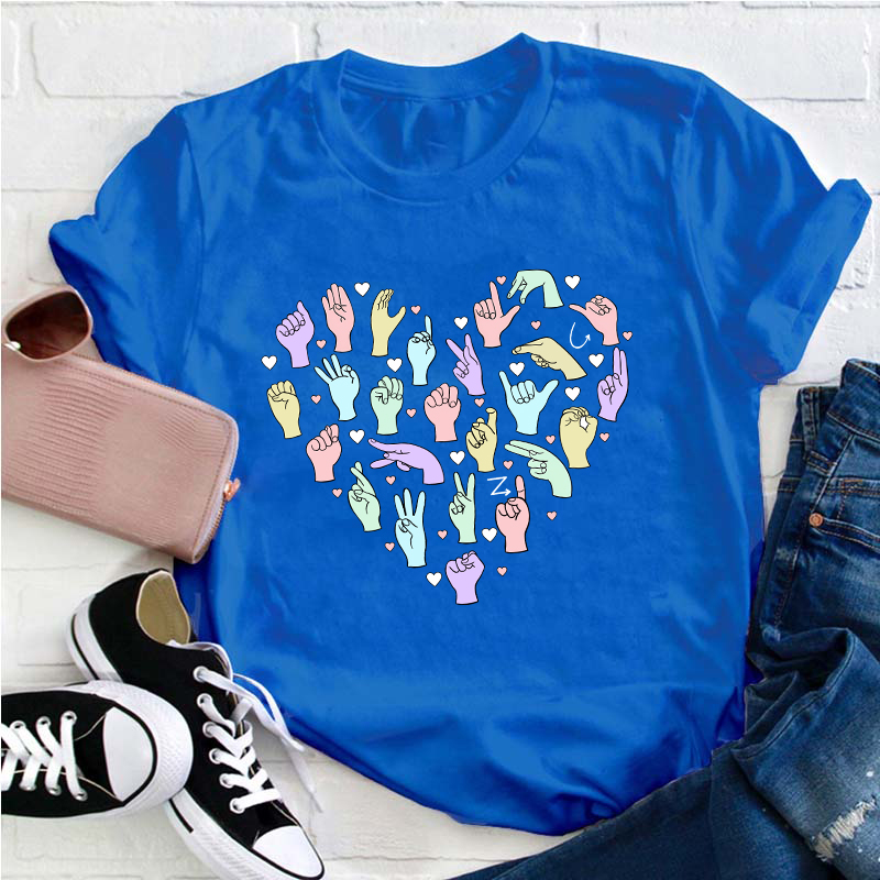 ASL Heart Alphabet Teacher T-Shirt