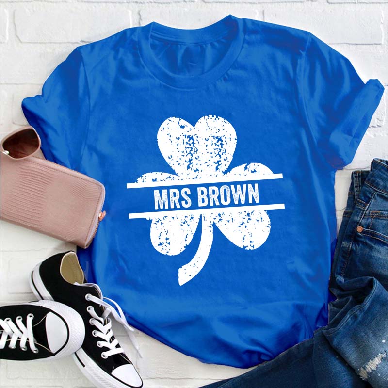 Personalized Lucky Clovers Teacher T-Shirt