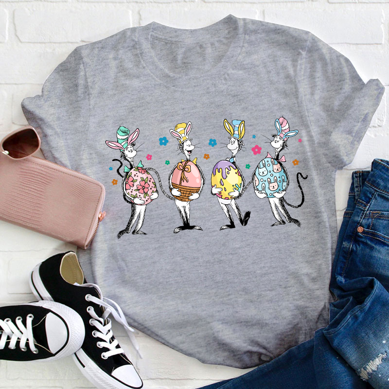 Happy Easter Cute Cat Teacher T-Shirt