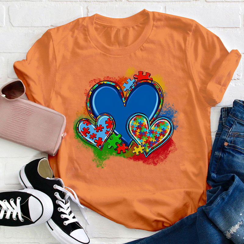 Autism Heart Neurodiversity Teacher T-Shirt
