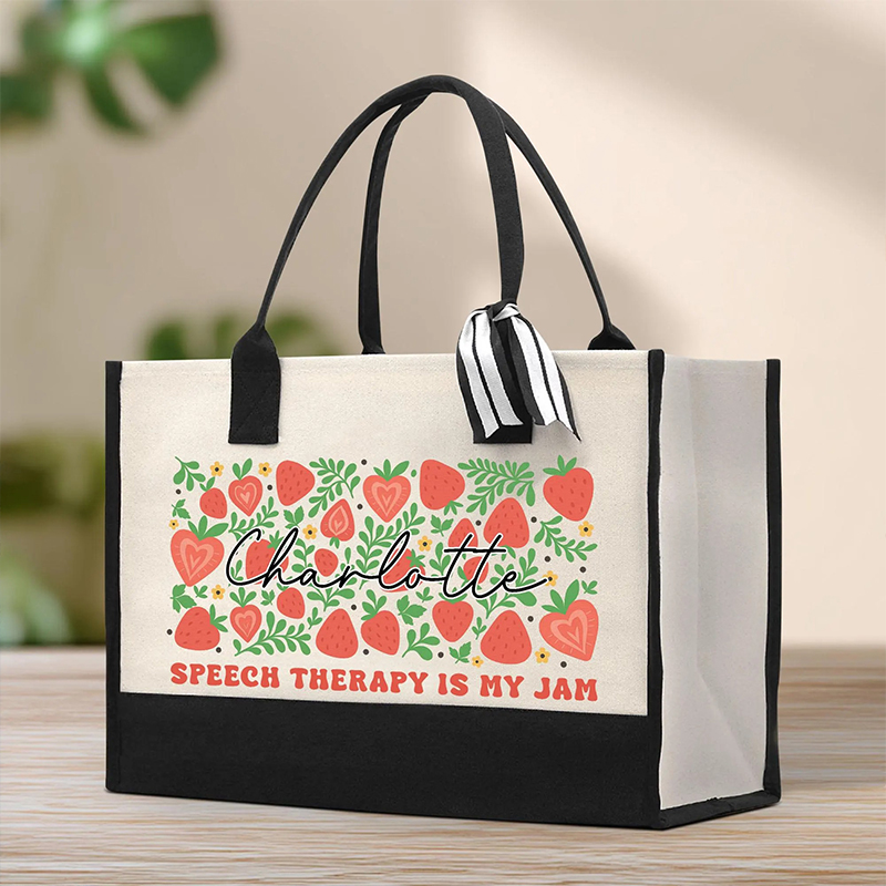 Personalized Grade Speech Therapy Is My Jam Teacher Cotton Tote Bag