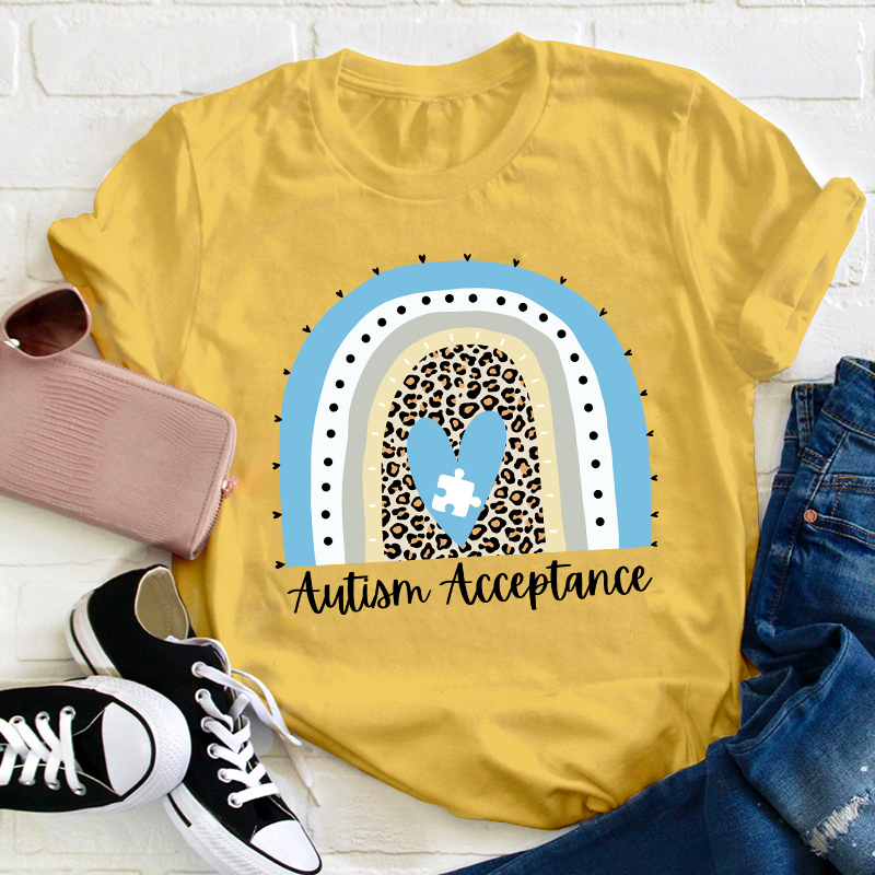 Autism Acceptance Rainbow Teacher T-Shirt