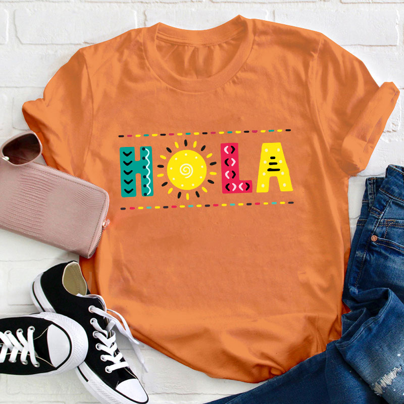 Retro Hola Sunshine Teacher T-Shirt
