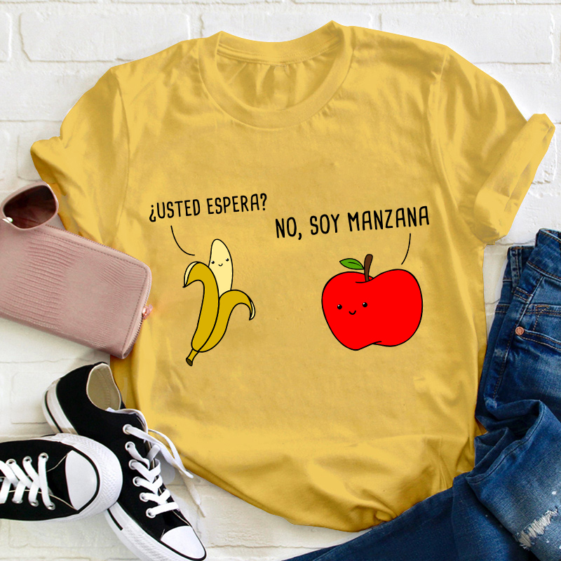 Play On Words Cartoon In Spanish Teacher T-Shirt