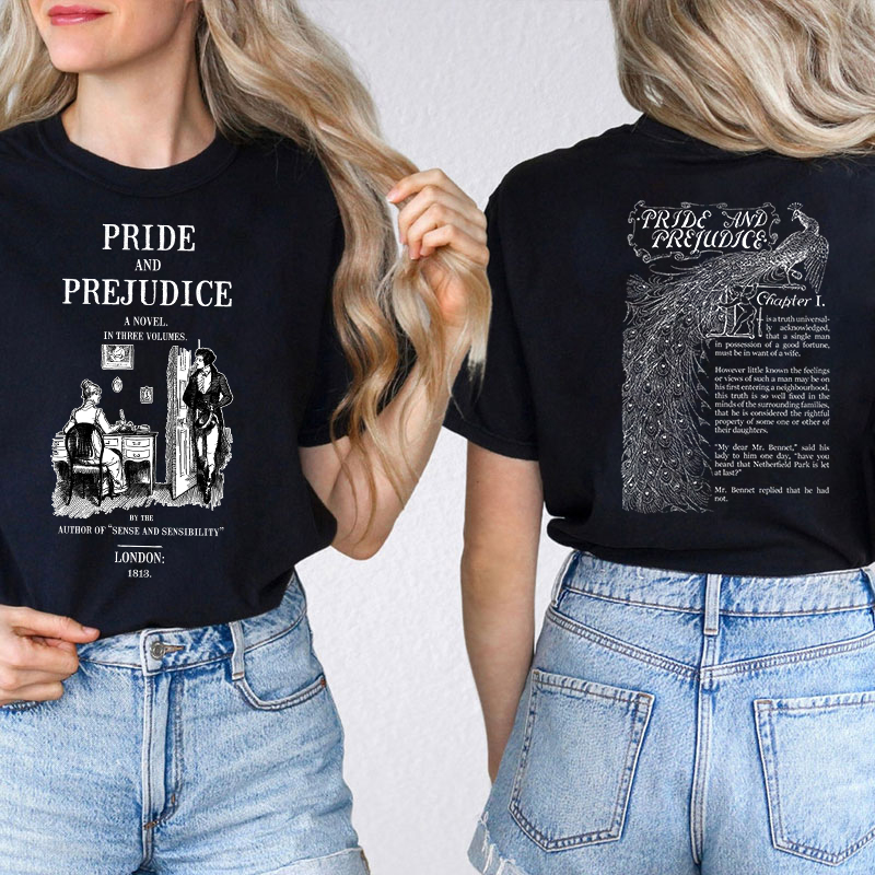 Pride And Prejudice A Novel In Three Volumes Teacher Two Sided T-Shirt