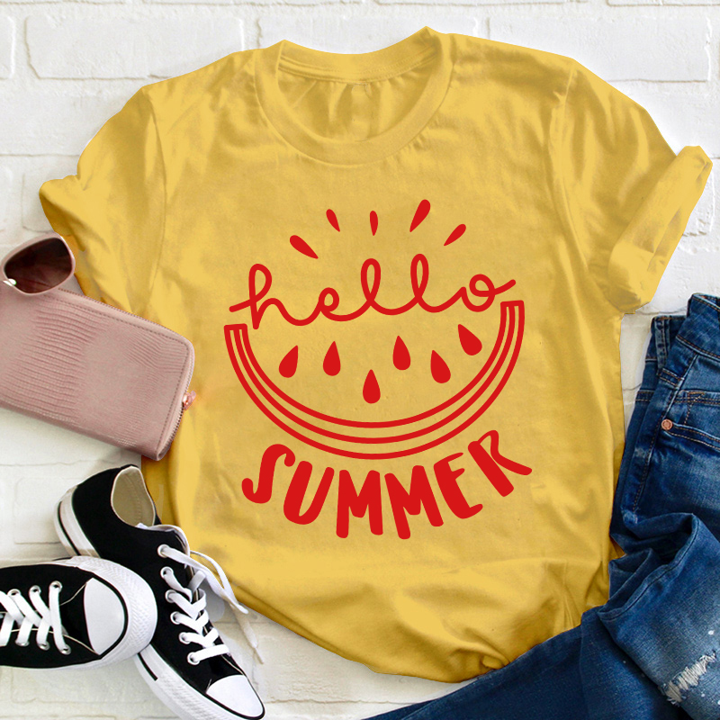 Watermelon Hello Summer Teacher T-Shirt