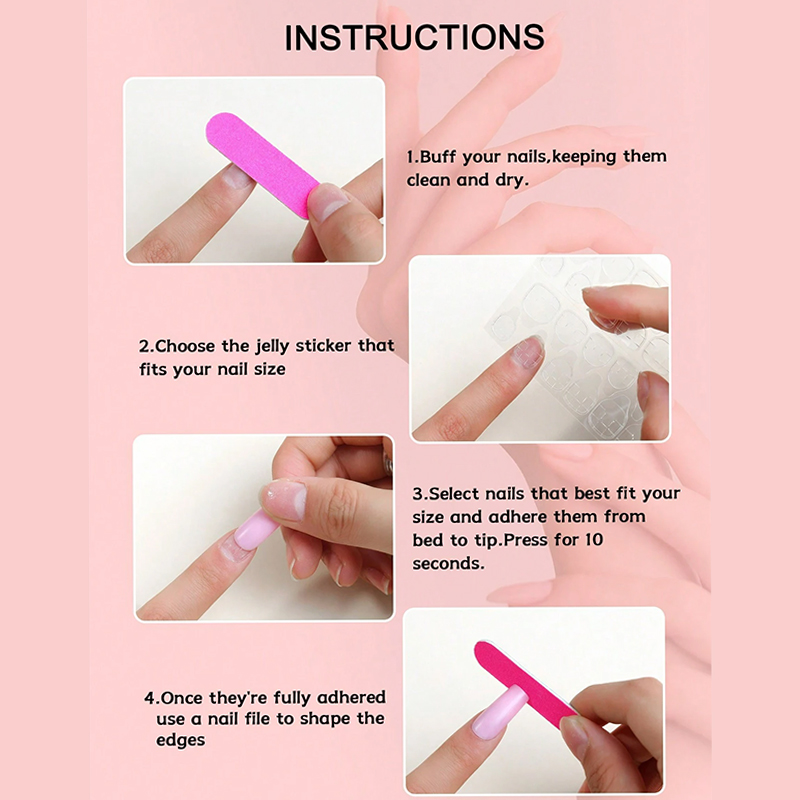 24pcs Rectangular Pink Brushed Teacher Fake Nail