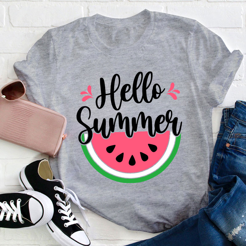 Watermelon Summer Hello Summer Teacher T-Shirt
