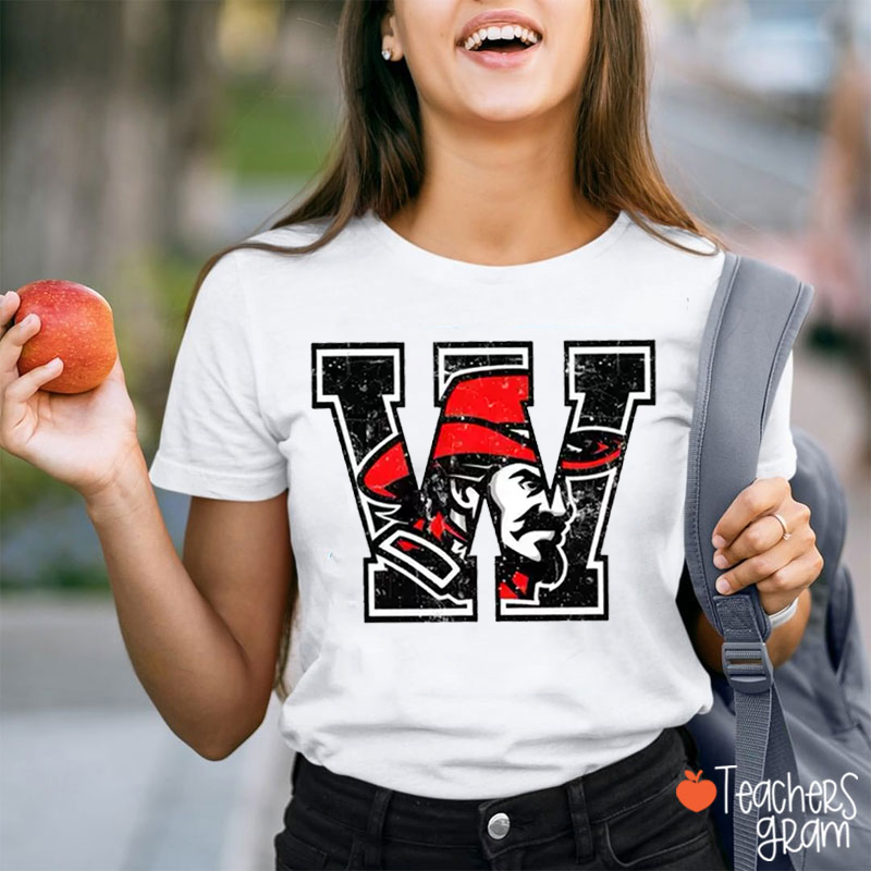 Personalized Team Initial Mascot Vintage School Spirit Graphic Teacher T-Shirt