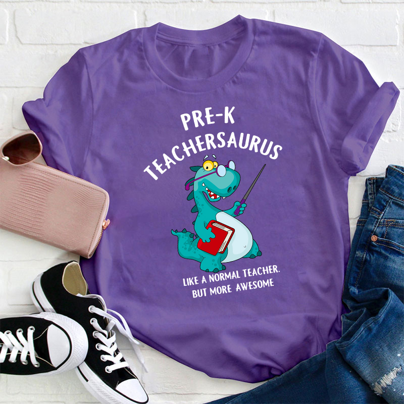Personalized Grade Awesome Teachersaurus Teacher T-Shirt