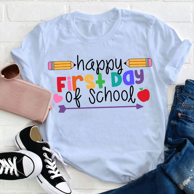 Happy First Day Of School Two Pencils  T-Shirt