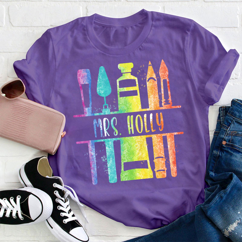 Personalized Color Painting Tools Teacher T-Shirt