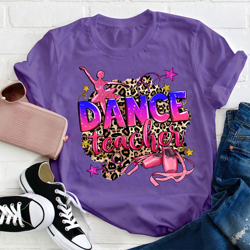 Leopard Print Pink Dance Teacher T-Shirt