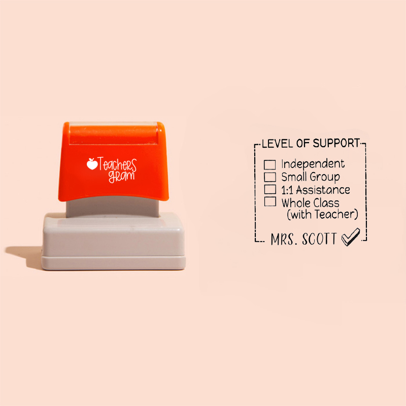 Personalized Name Level Of Support Teacher Rectangle Stamp
