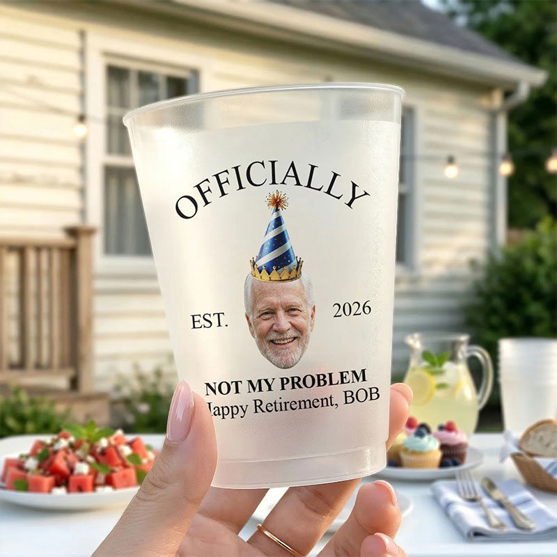 Personalized Officially Retired Teacher Plastic Cup