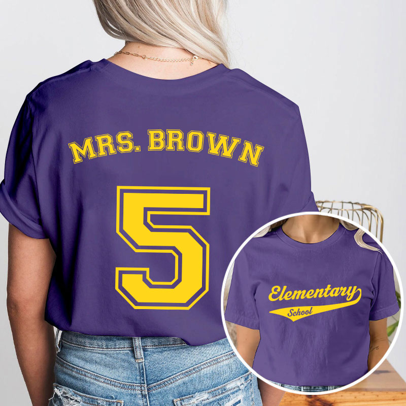 Personalized Sports Baseball Style Team Teacher Two Sided T-Shirt