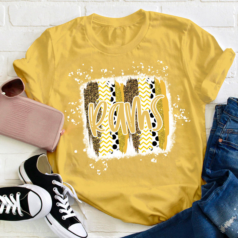 Personalized Brush Stroke Bleached Spirit Mascot Teacher T-Shirt