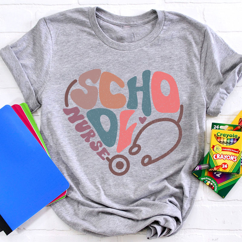School Nurse Heart Stethoscope T-Shirt