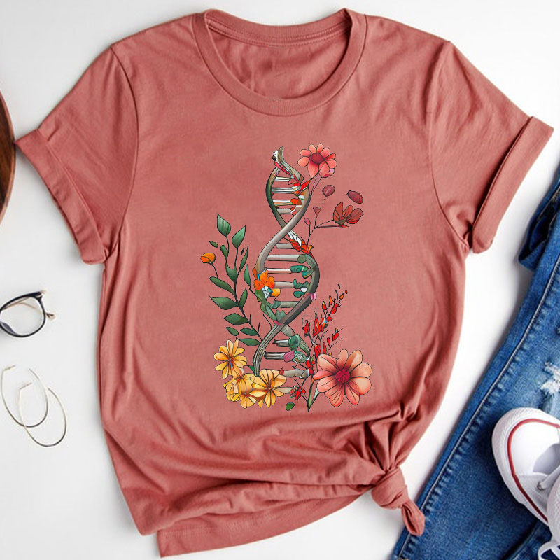 Floral DNA Biochemistry Teacher T-Shirt