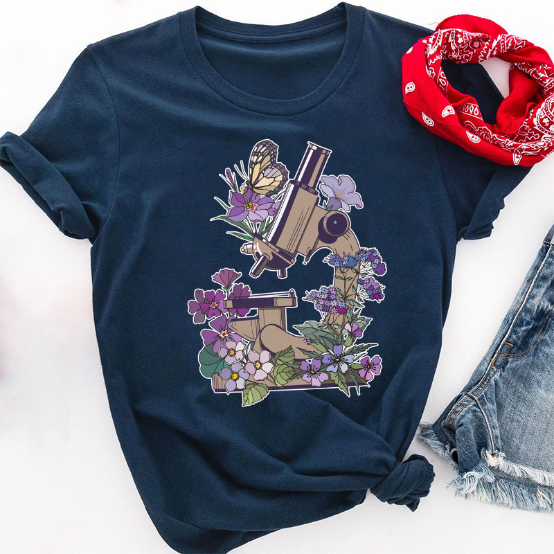 Science Flower Microbiology Teacher T-Shirt