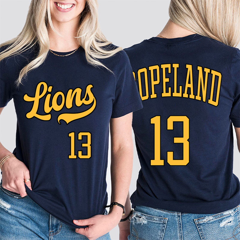 Personalized  Mascot And Your Number Simple Font Design Teacher Two Sided T-Shirt