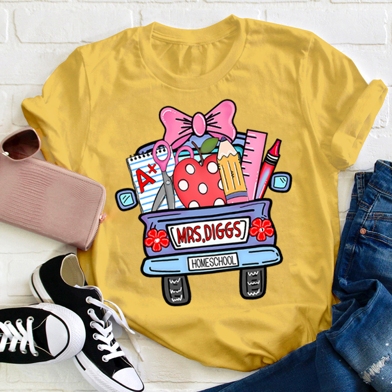 Personalized School Truck Teacher Name Teacher T-Shirt