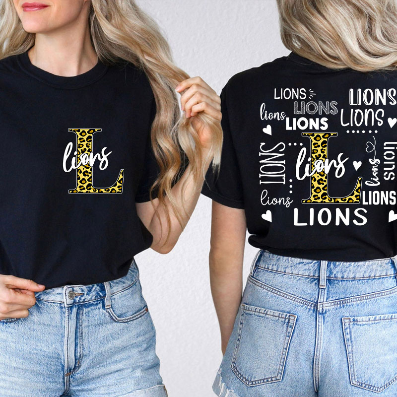 Personalized Leopard School Mascot Teacher Two Sided T-Shirt