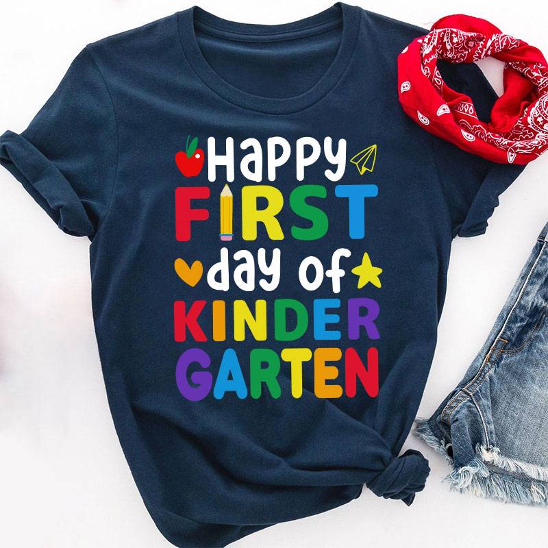 Personalized Happy First Day Of Kindergarten T-Shirt
