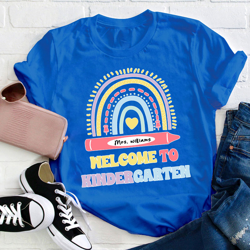 Personalized Cute Rainbow Teacher T-Shirt