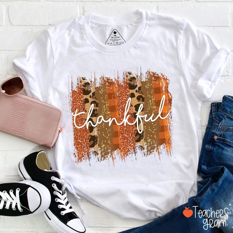 Thankful Leopard Teacher T-Shirt Sale-Teachersgram