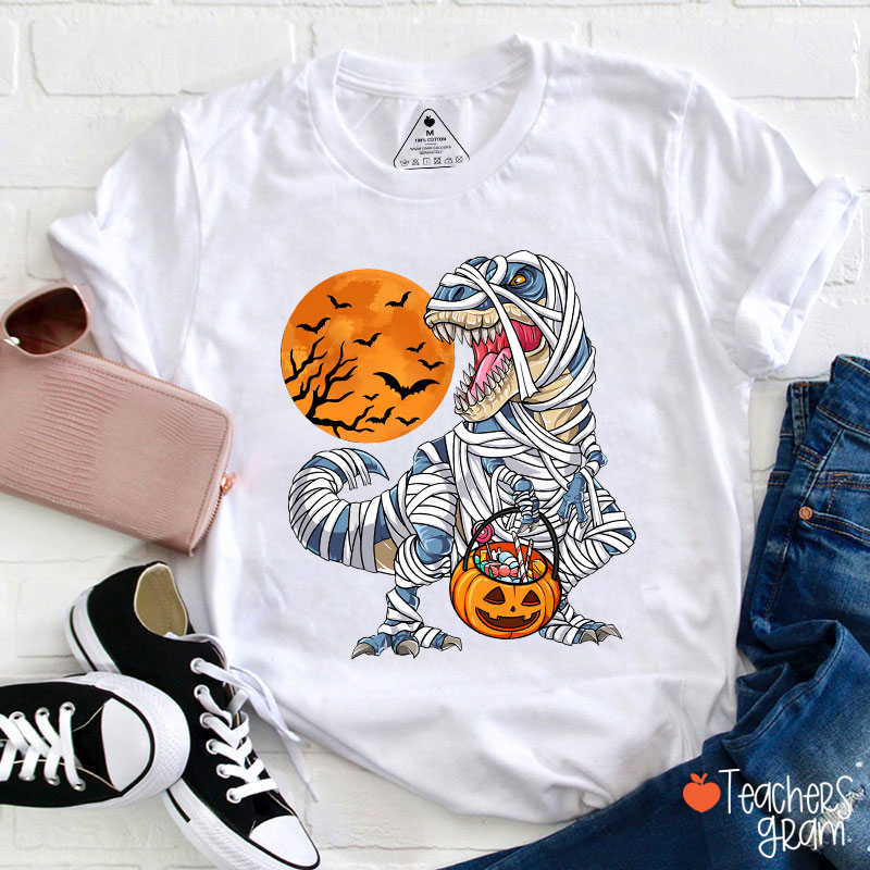 Happy Halloween Dinosaur Pumpkin Teacher T-Shirt