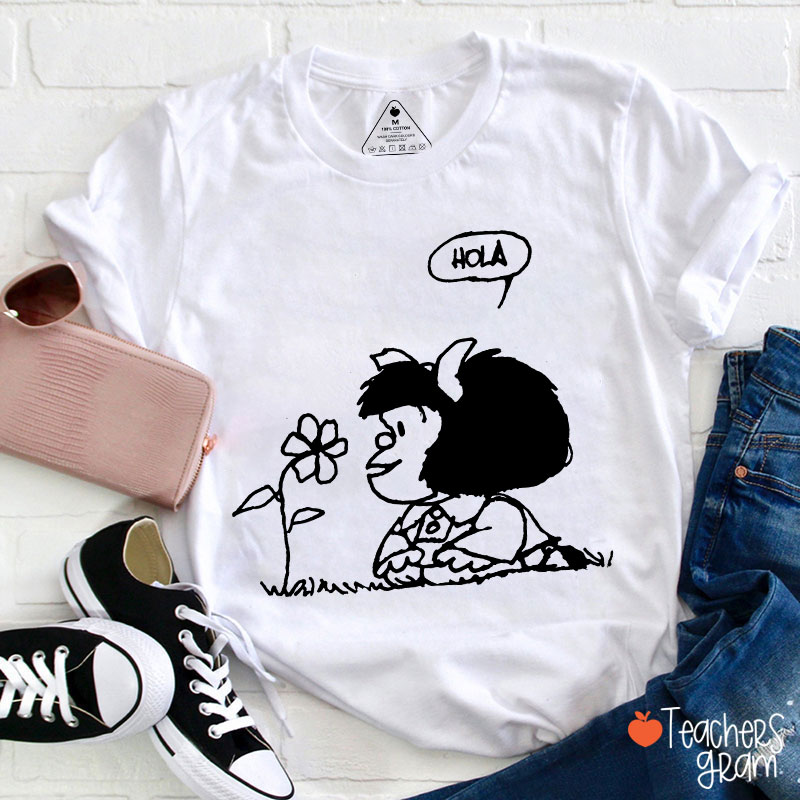 Hola Flower Spanish Teacher T-Shirt