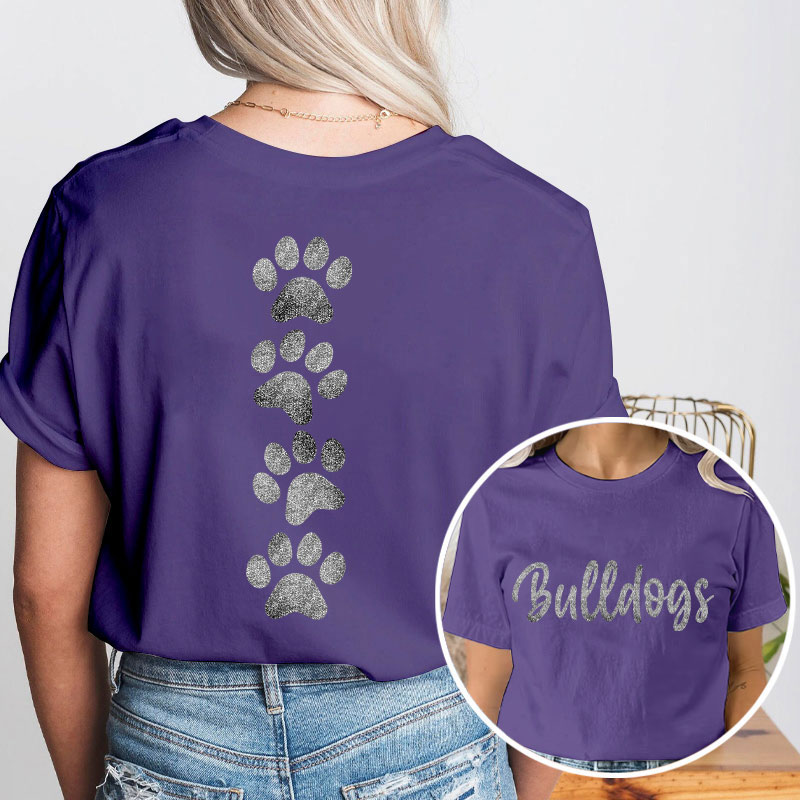 Personalized Mascot And Paw Game Day Teacher Two Sided T-Shirt