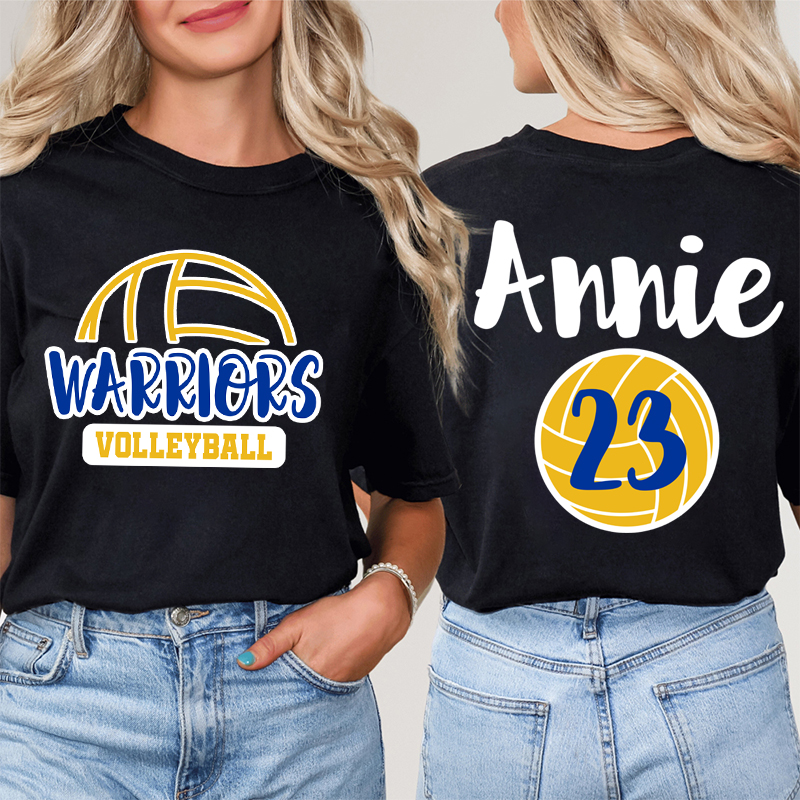 Personalized Mascot Sport Your Name And Number Game Day Teacher Two Sided T-Shirt