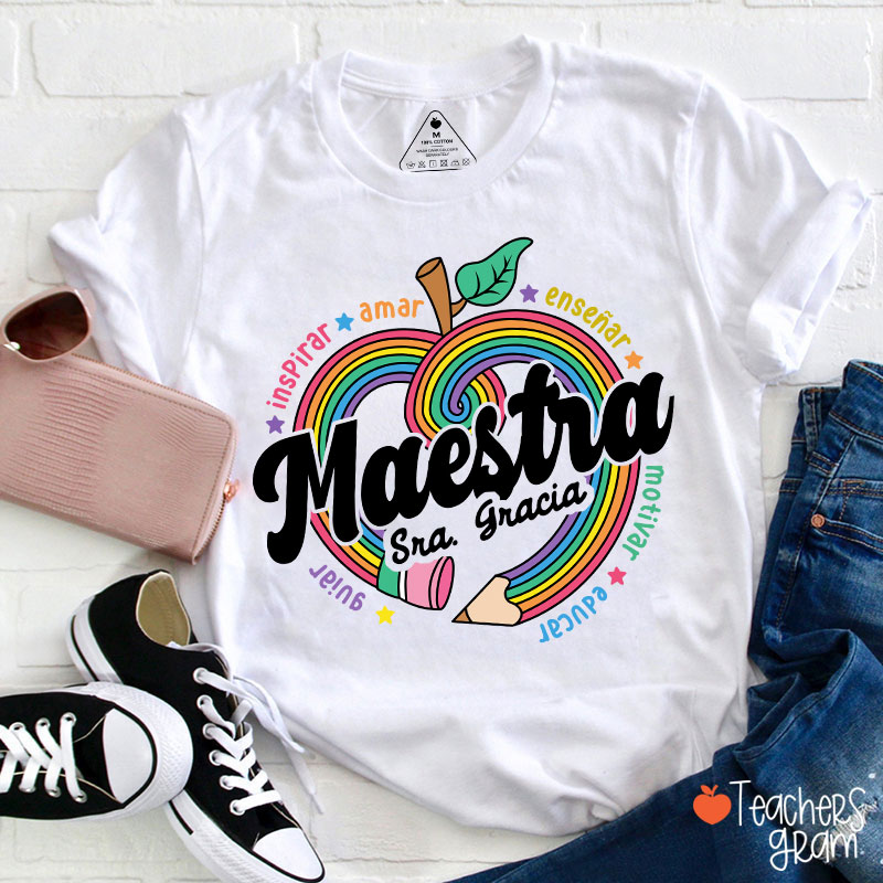 Personalized Inspirar Amar Maestra Spanish Teacher T-Shirt