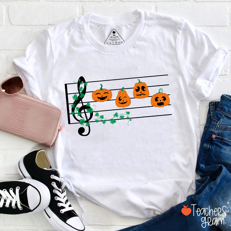 Pumpkins Music Notes Halloween Teacher T-Shirt