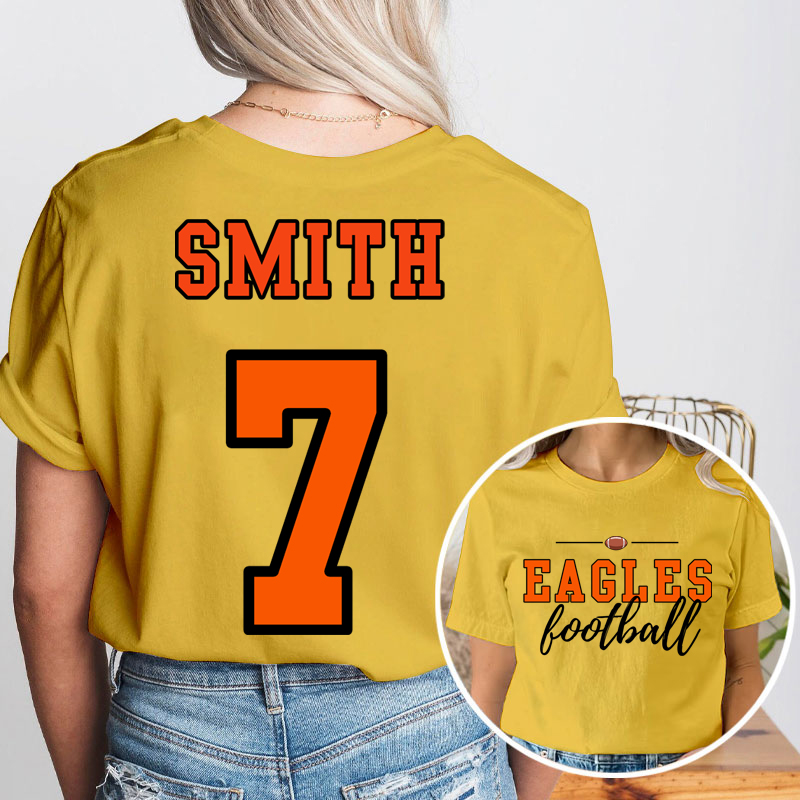 Personalized Mascot Sport Name And Number Game Day Teacher Two Sided T-Shirt