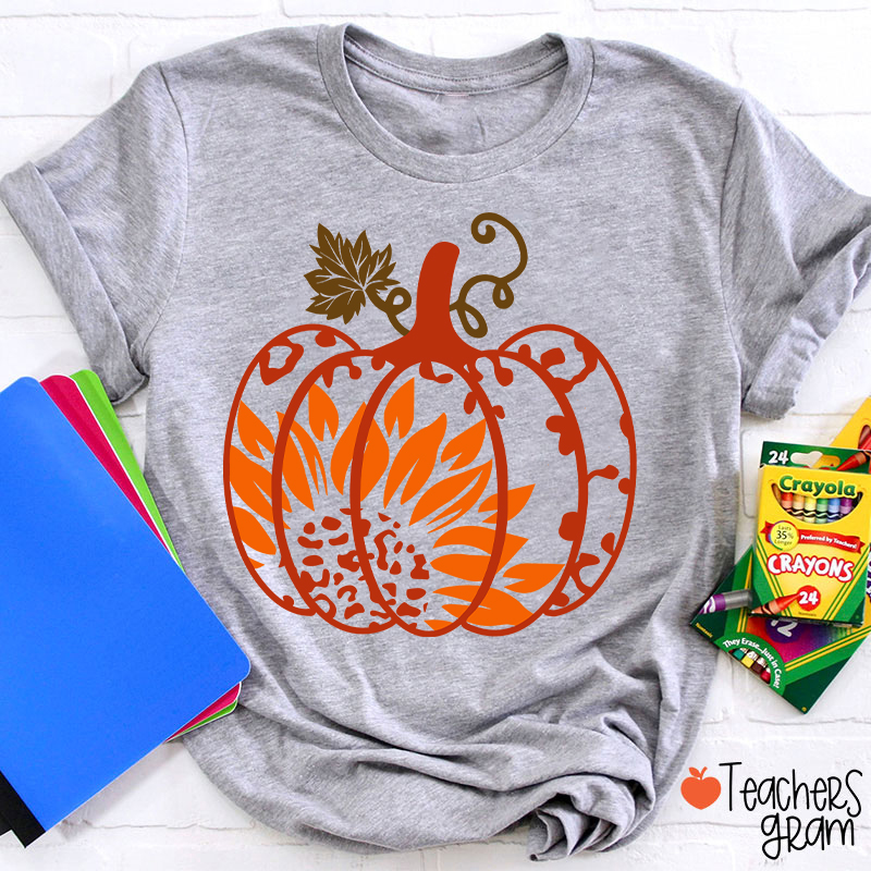 Sunflower And Pumpkin Teacher T-Shirt