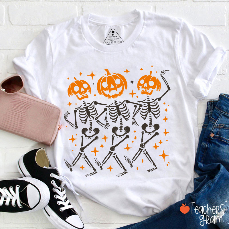 Dance Pumpkin Skeleton Halloween Teacher T-Shirt