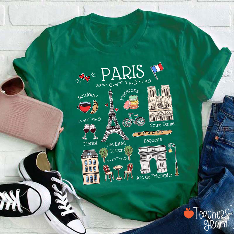 Eiffel Tower French Landmarks French Teacher T-Shirt