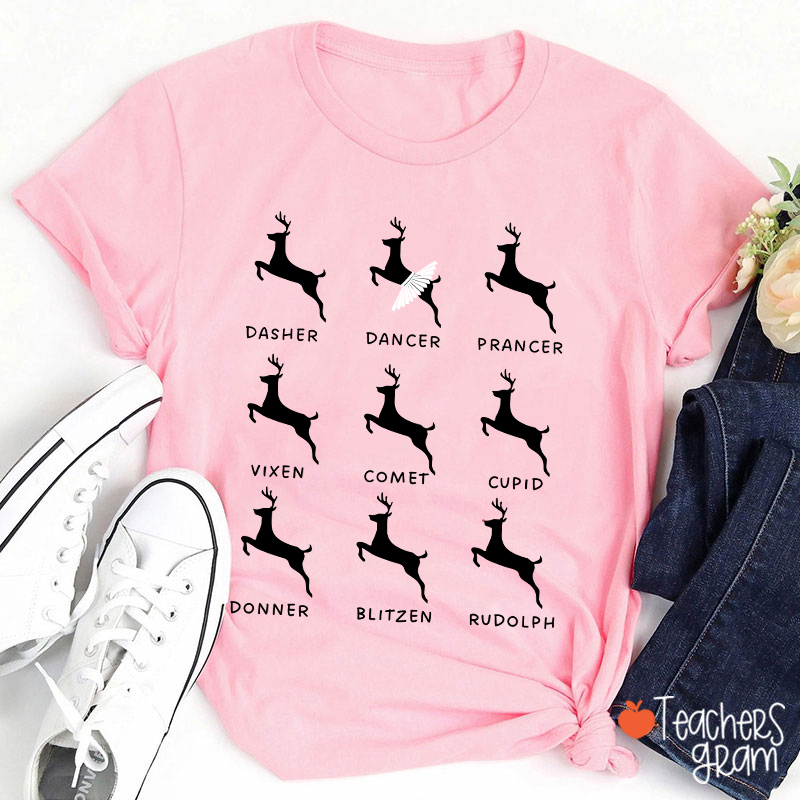 Dancing Reindeer Teacher T-Shirt