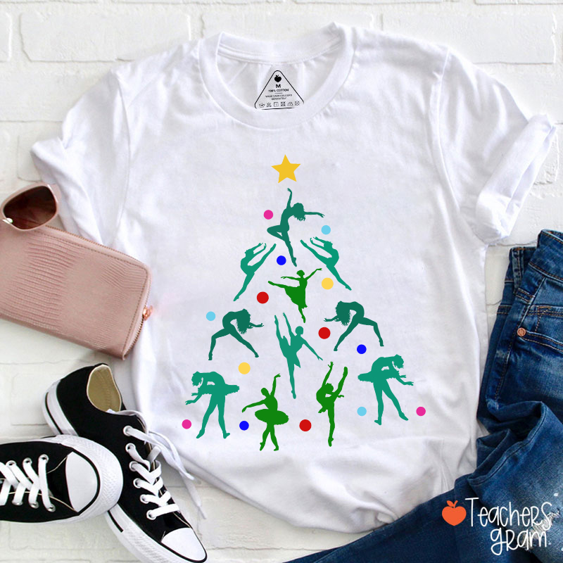 Dancer Christmas Tree Teacher T-Shirt Sale-Teachersgram
