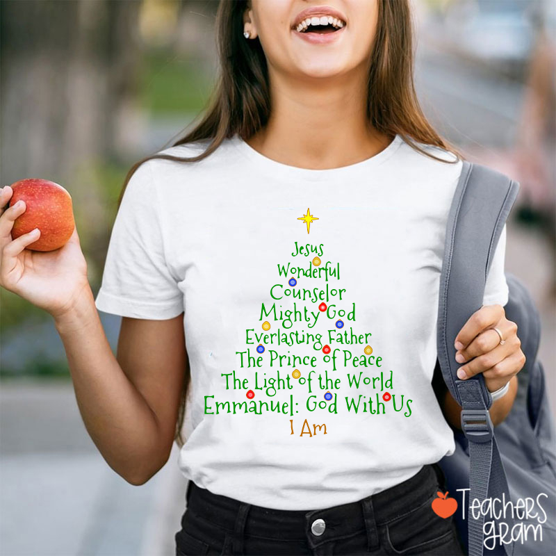 Jesus Wonderful Christmas Tree Teacher T-Shirt