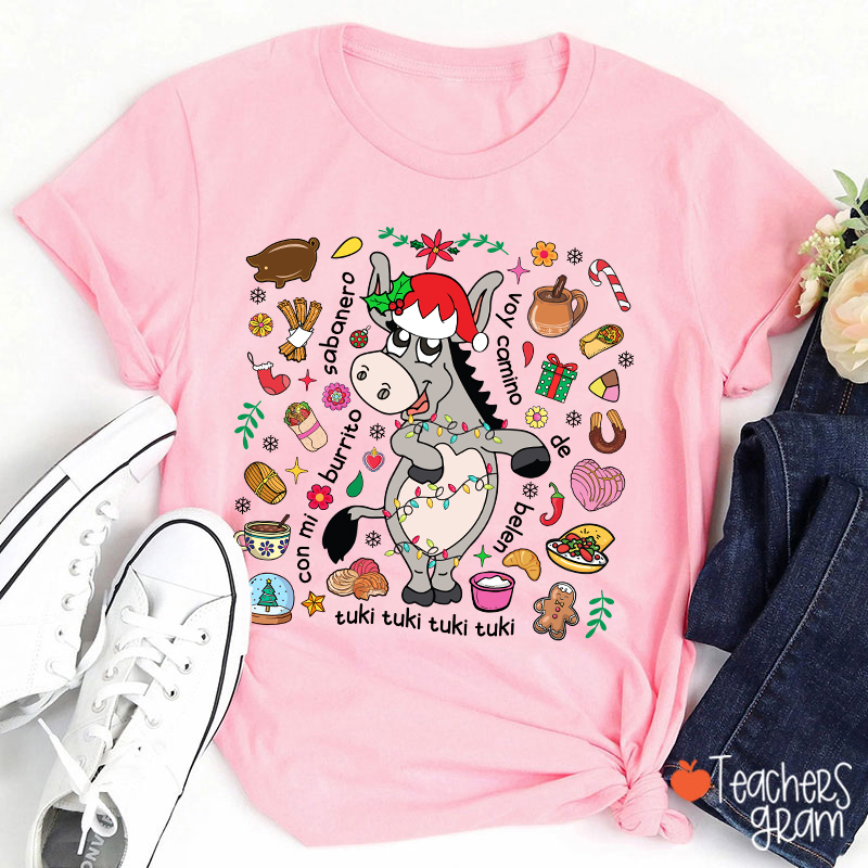 Con Mi Burrito Sabanero Voy Camino Belén Spanish Teacher T-Shirt