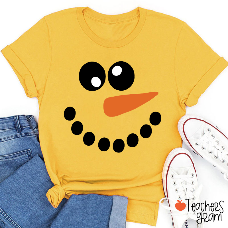 Personalized Cute Snowman Face Teacher T-Shirt