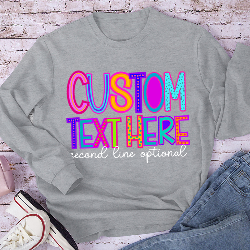 Personalized Name Neon Lights Teacher Long Sleeve T-Shirt