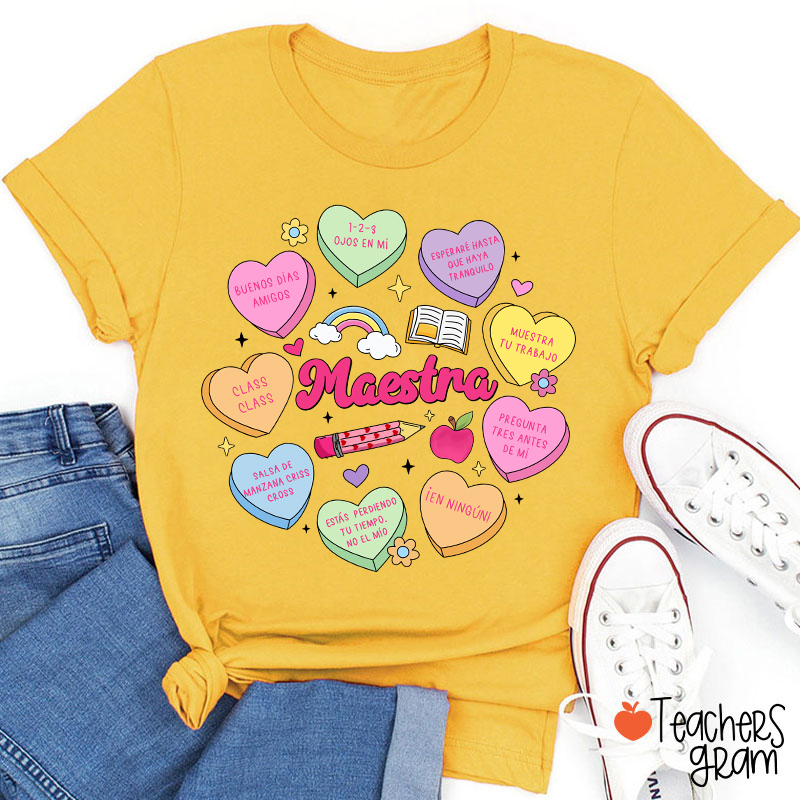 Maestra Love Encourage Spanish Teacher T-Shirt