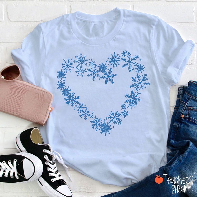 Snowflakes Heart Teacher T-Shirt