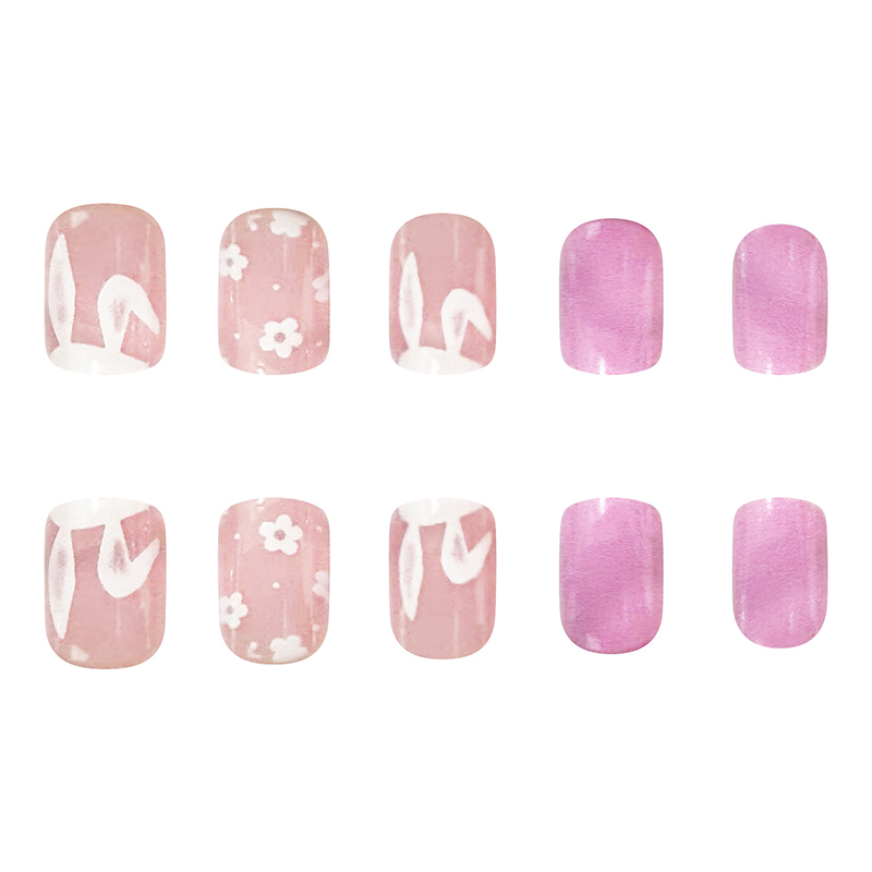 24pcs Flower Bunny Easter Teacher Fake Nail